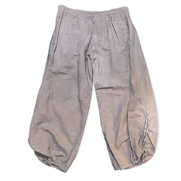 ITALIAN LINEN BOHO SLOUCHY PANTS BEIGE TAN NATURAL S/M NWT - Picture 5 of 10